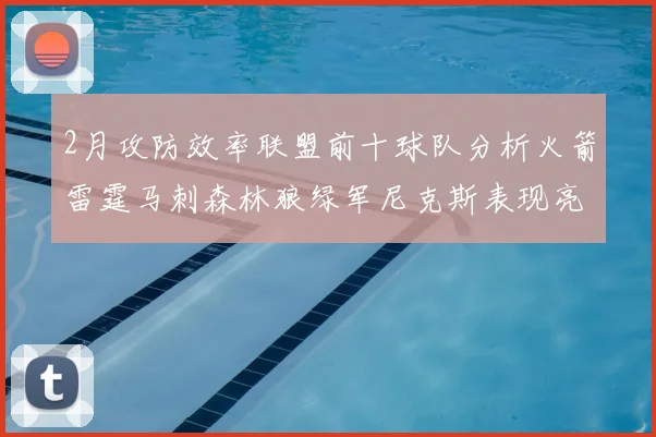 2月攻防效率联盟前十球队分析火箭雷霆马刺森林狼绿军尼克斯表现亮眼